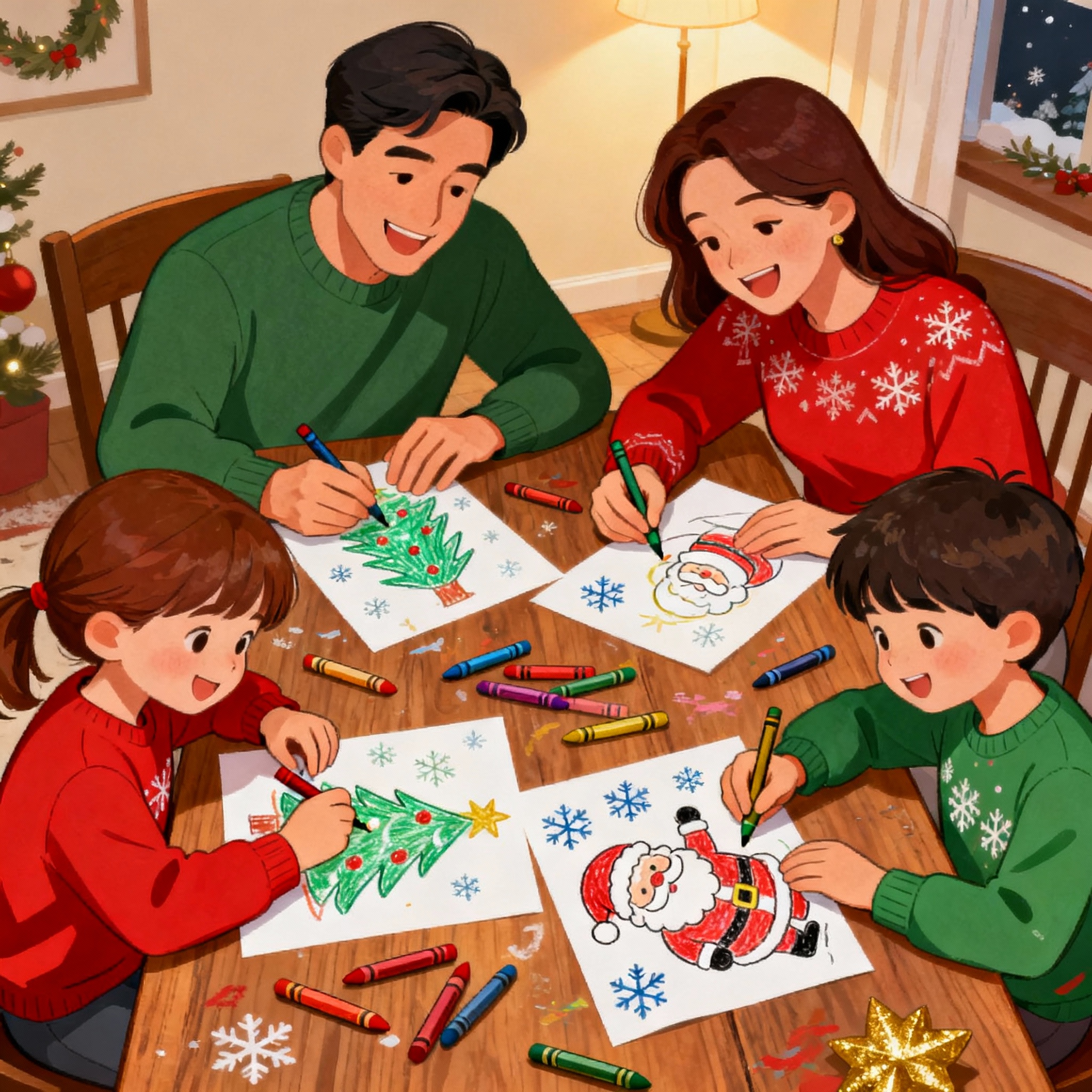 Dibujos de Navidad Fáciles para Colorear en Familia